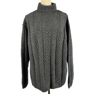 Bananaā Republic Cable Knit Turtleneck Sweater Womens XL Gray Lambswool Normcore